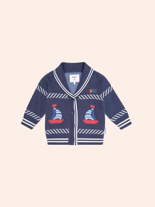 Shawl Collar Cardigan | Nautical | Hux Baby