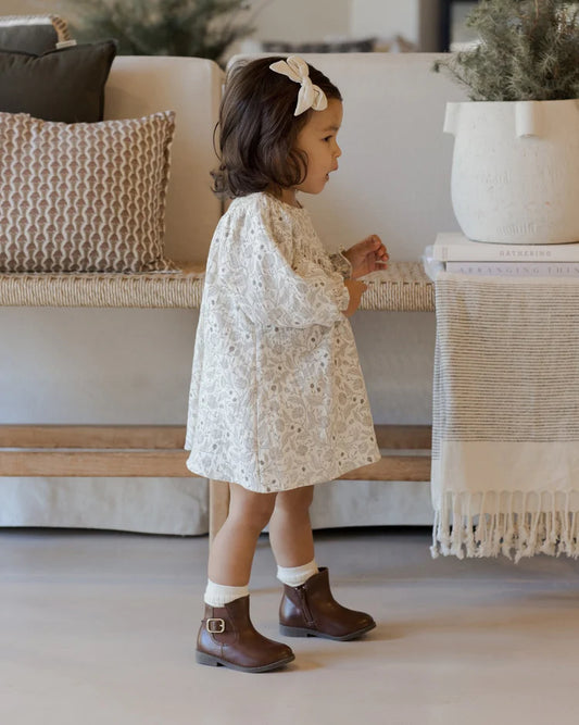 V Smocked Dress | Winter Floral | Quincy Mae