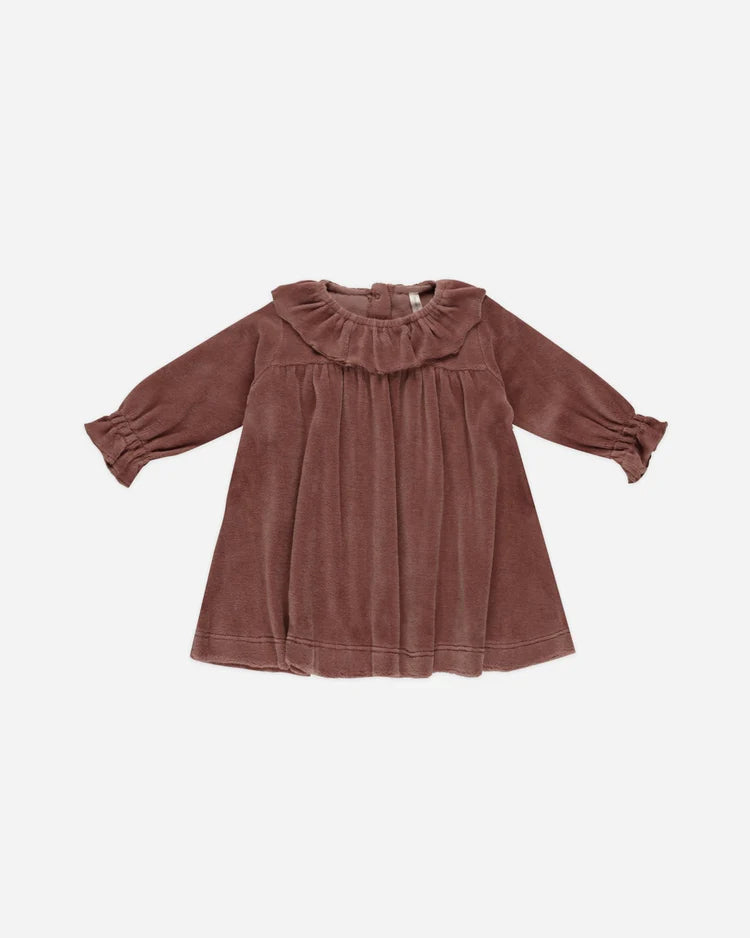 Velour Baby Dress | Cranberry | Quincy Mae