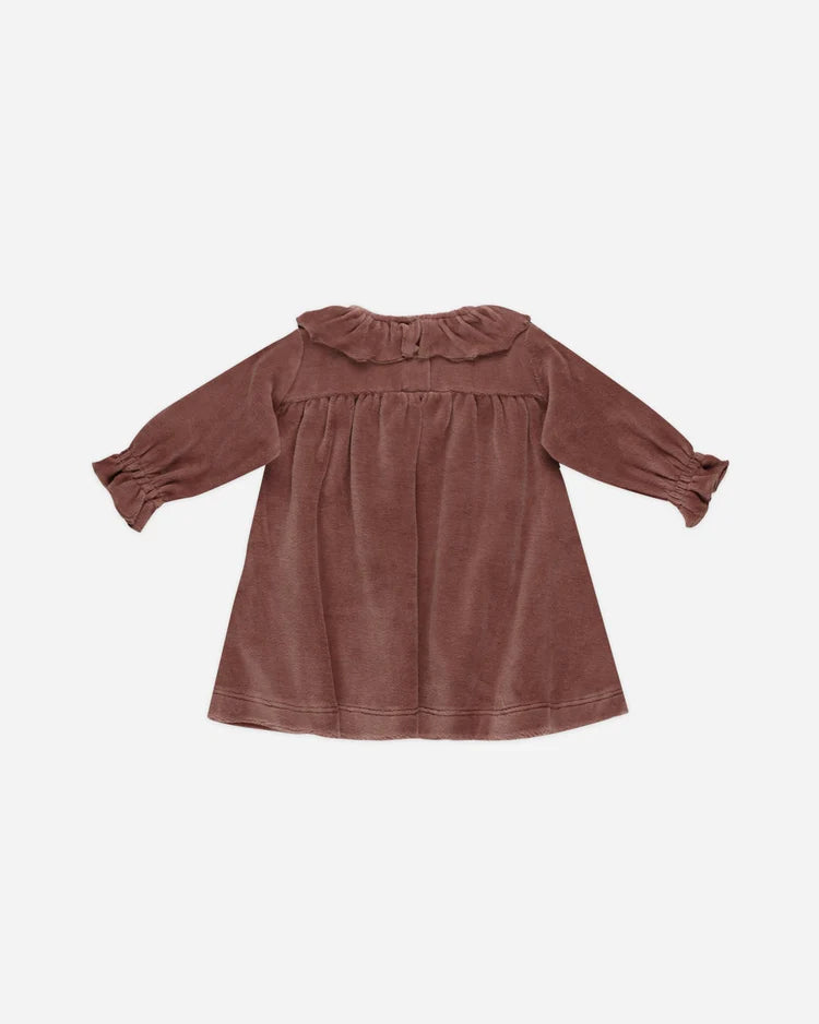 Velour Baby Dress | Cranberry | Quincy Mae