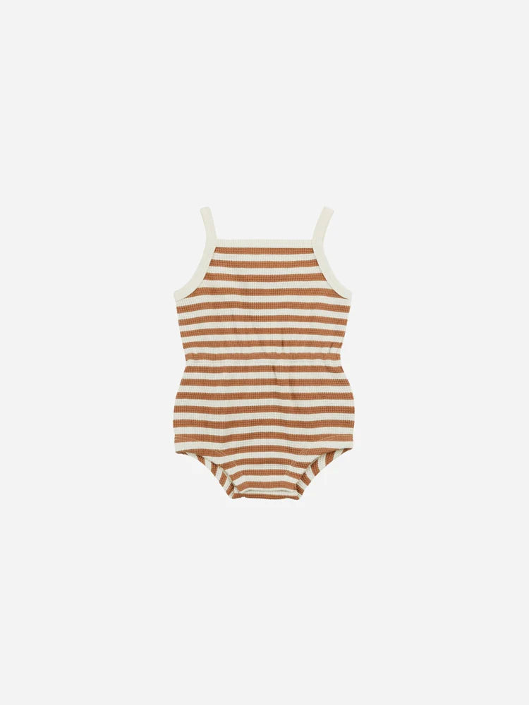 Waffle Cinch Romper | Quincy Mae | Clay Stripe