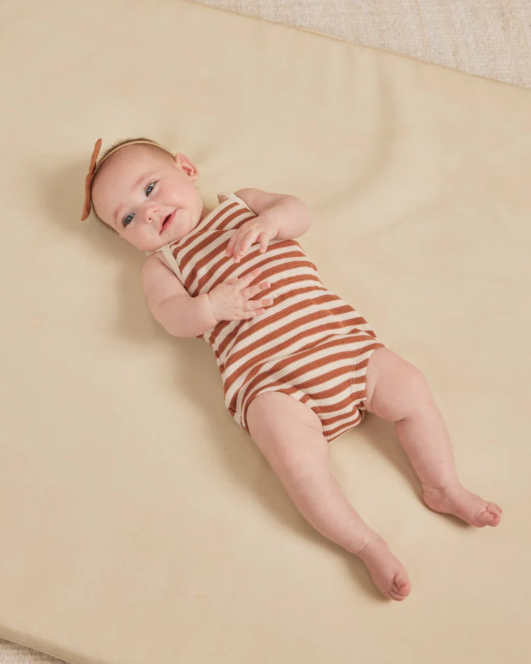 Waffle Cinch Romper | Quincy Mae | Clay Stripe