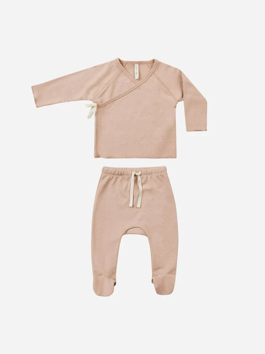 Wrap Top + Footed Pant Set | Quincy Mae | Blush