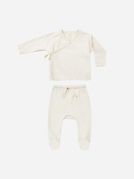 Wrap Top + Footed Pant Set | Quincy Mae | Ivory