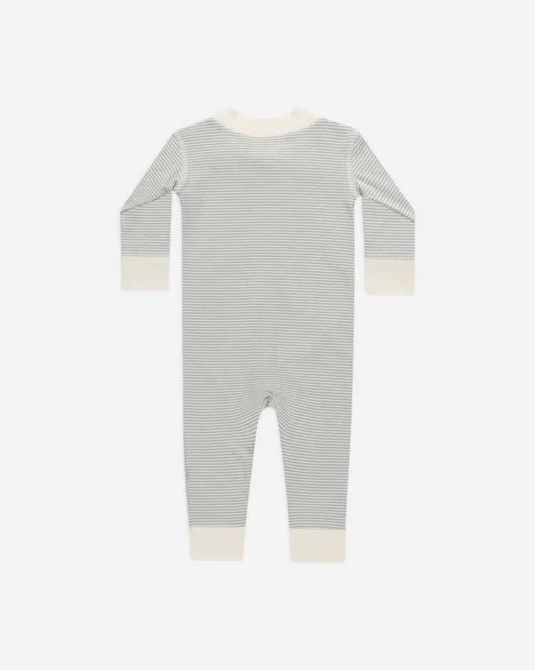 Zip Long Sleeve Sleeper | Blue Micro Stripe | Quincy Mae